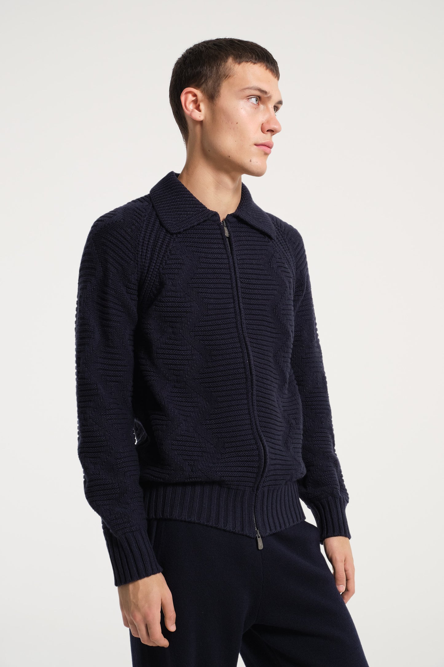 CARDIGAN ZIP BLU