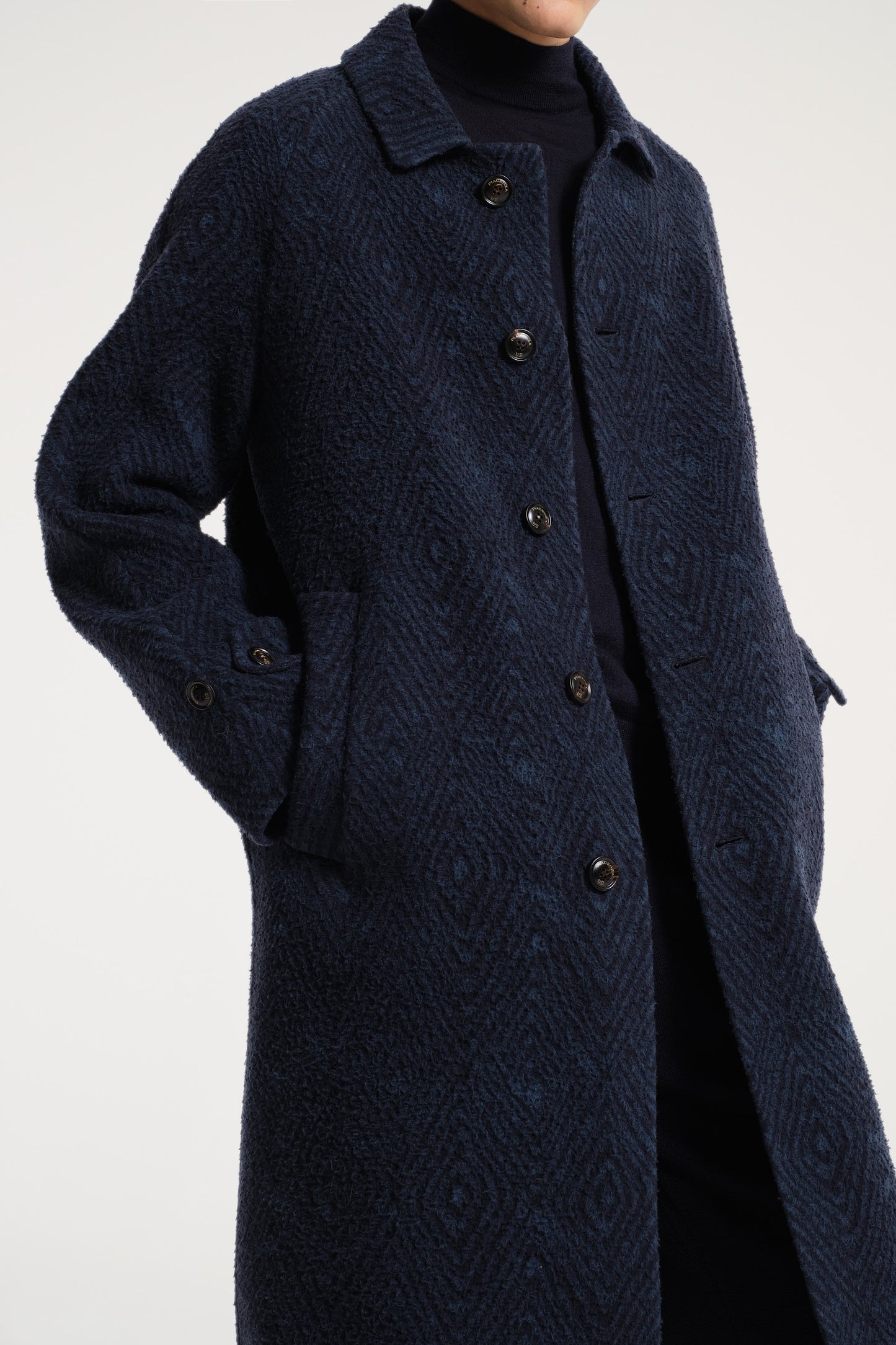 BLUE SHIRT COLLAR COAT