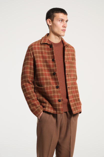 CAMEL CHECK SHIRT JACKET