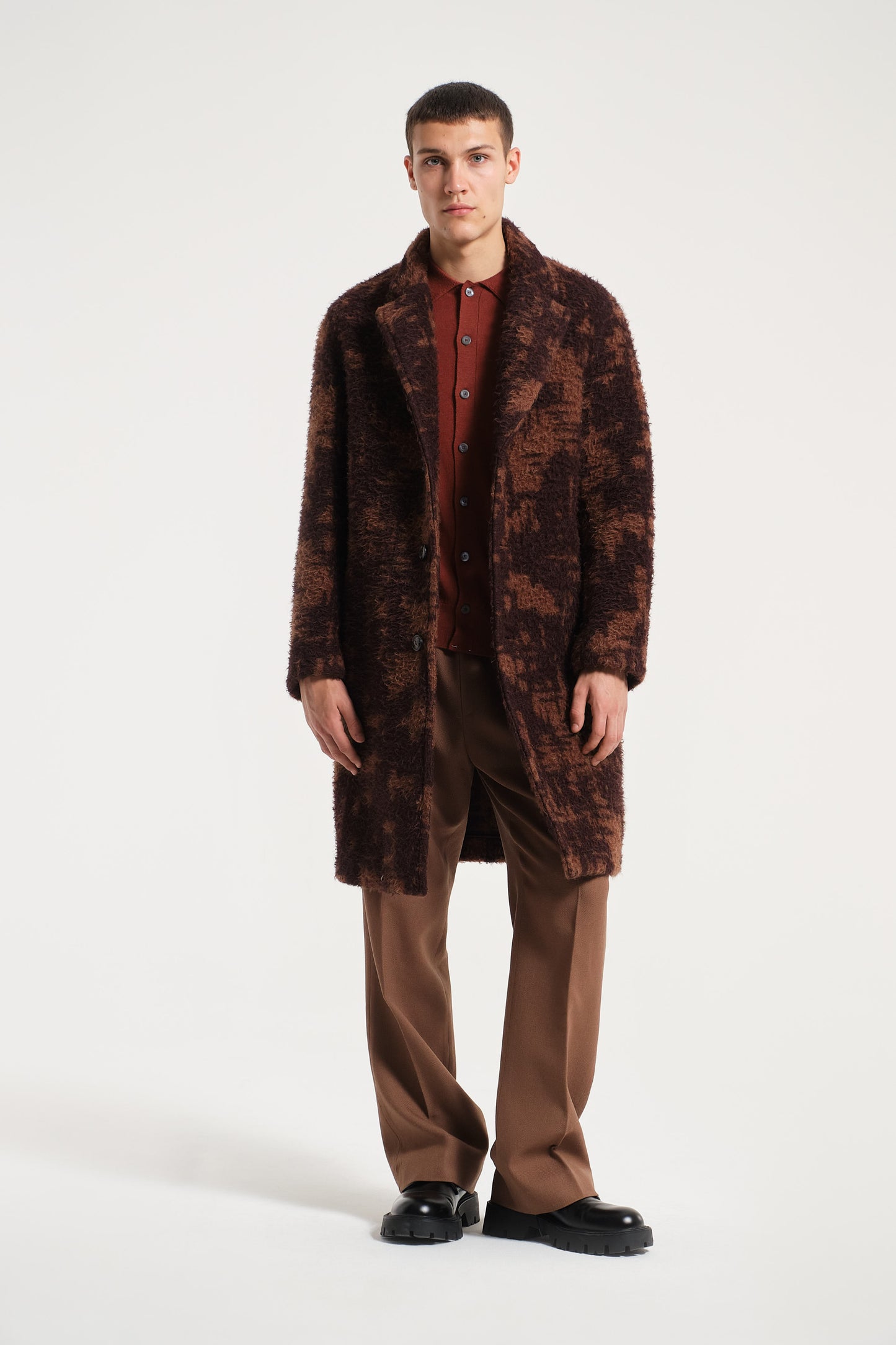 BROWN SHAWL COLLAR COAT