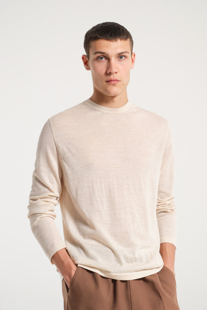 CREW NECK IN SUPER THIN NATURAL WOOL