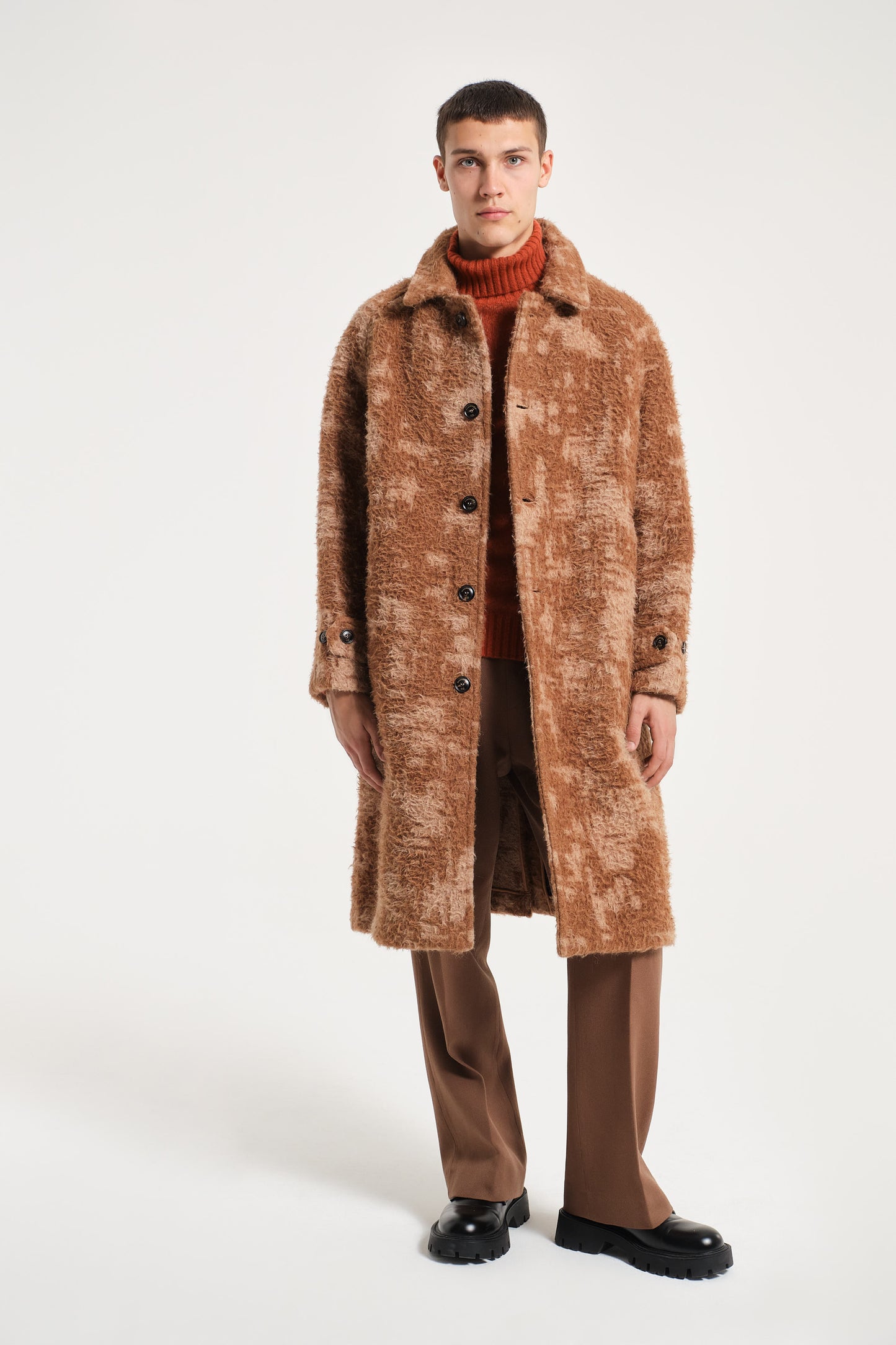 CAMEL SHIRT COLLAR COAT