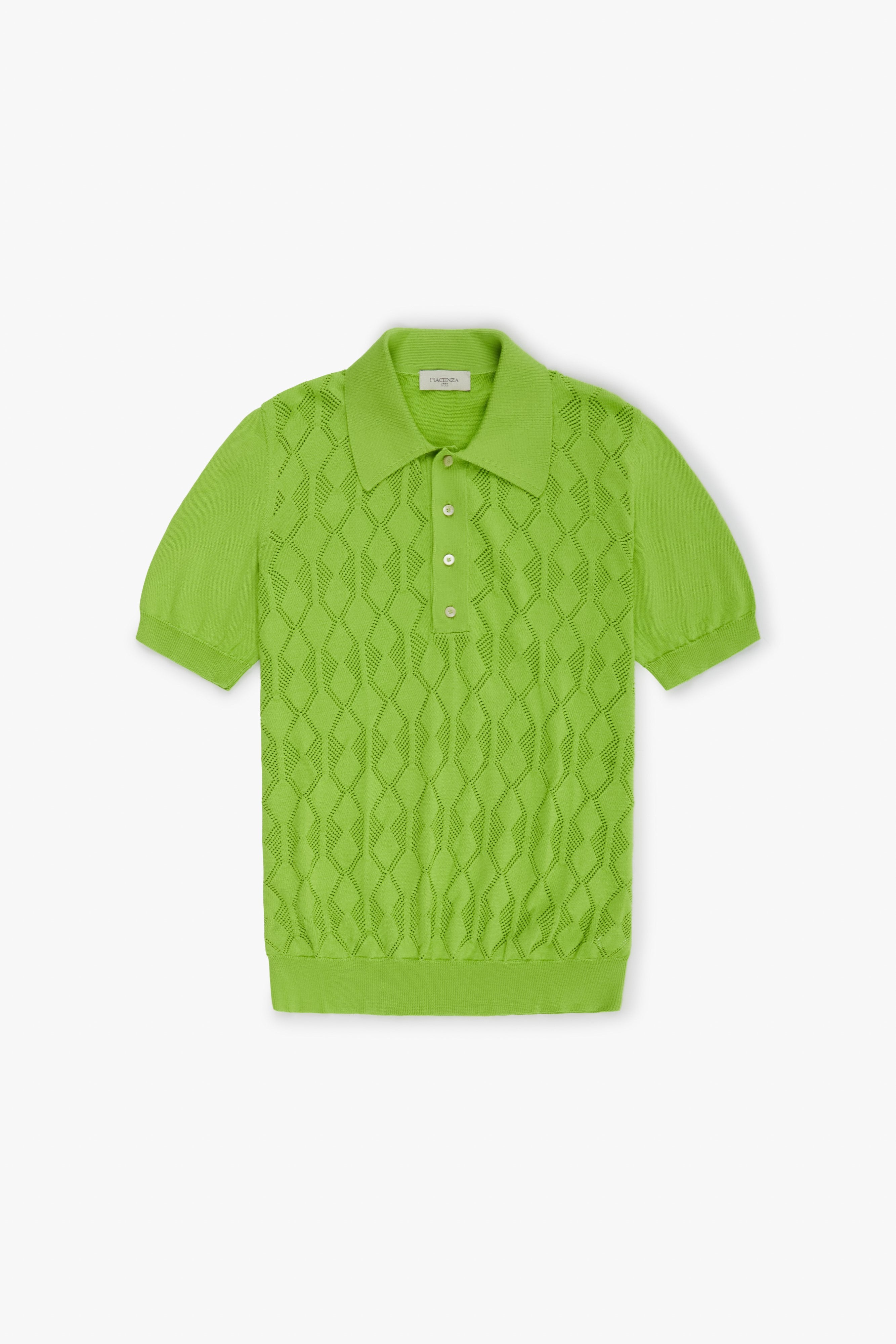 Piacenza 1733 Polo maniche corte crochet verde fluo