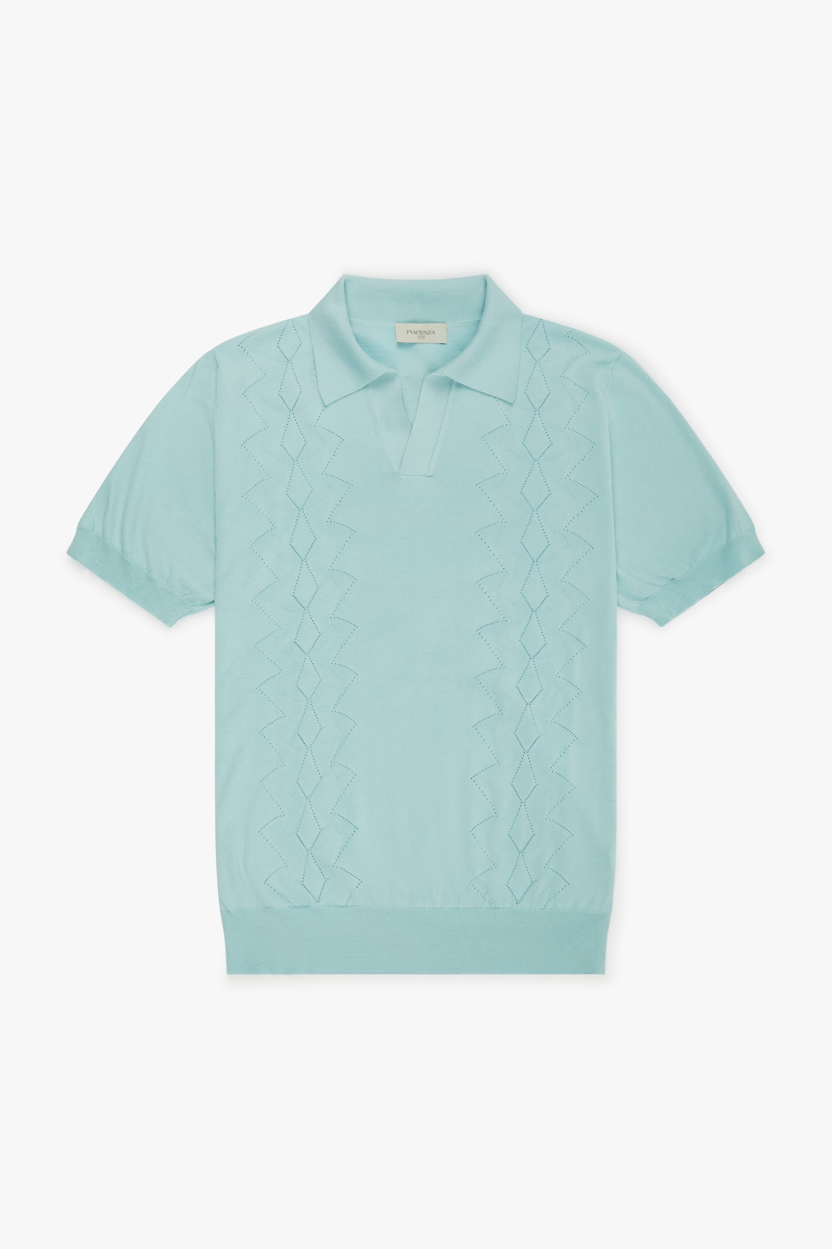 Piacenza 1733 Polo havana zig zag pointelle azzurro