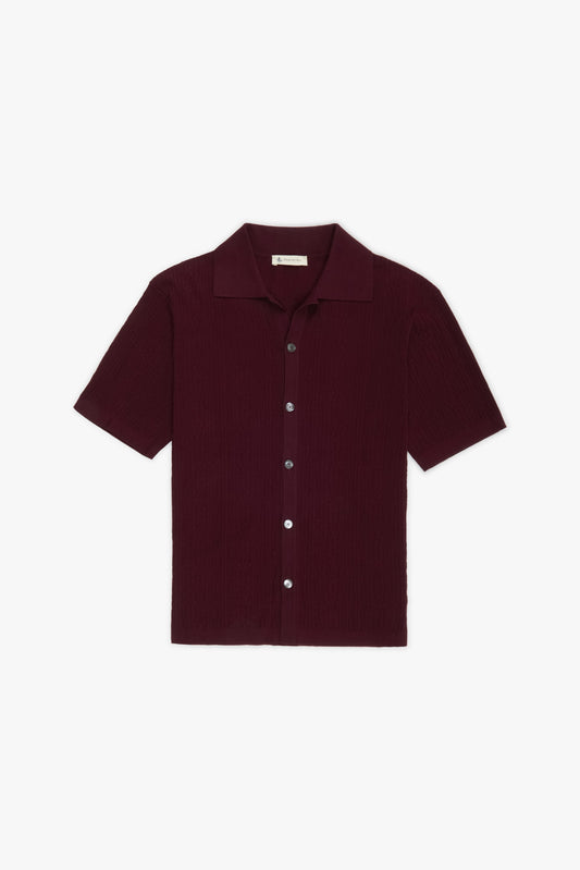 Burgundy broken flat rib short-sleeved shirt