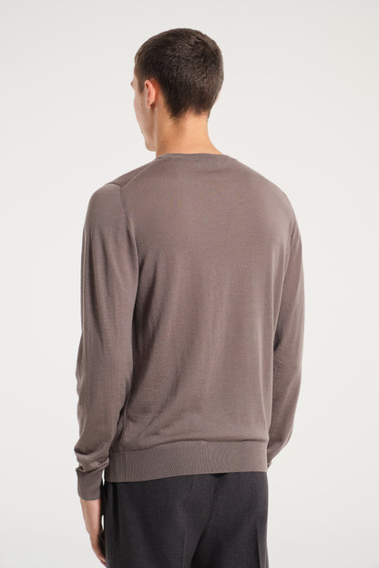 CREW NECK IN SUPER THIN GRAY WOOL