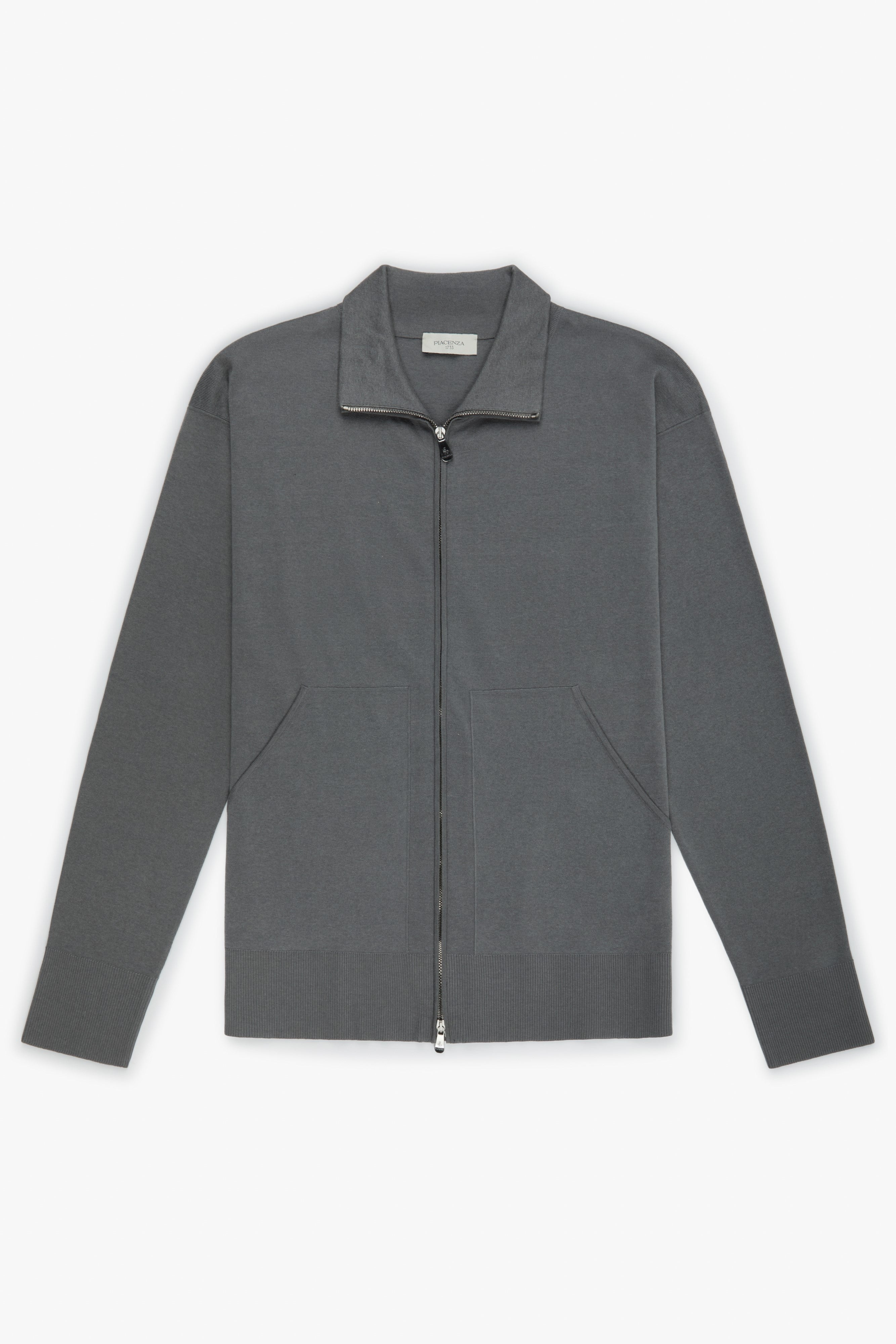 Piacenza 1733 Cardigan full zip grigio scuro