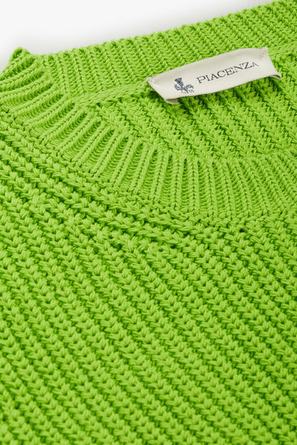 Maglione cob stitch verde fluo