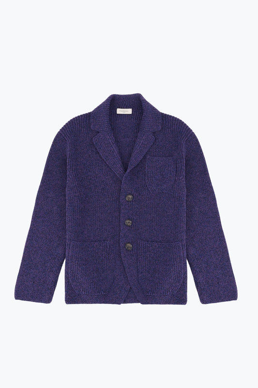 Blue and purple wool jacket with interweaving of colors