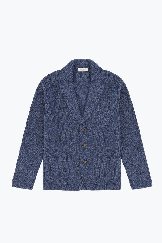 Blue and light blue wool jacket with interweaving of colors