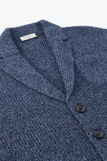 Blue and light blue wool jacket with interweaving of colors