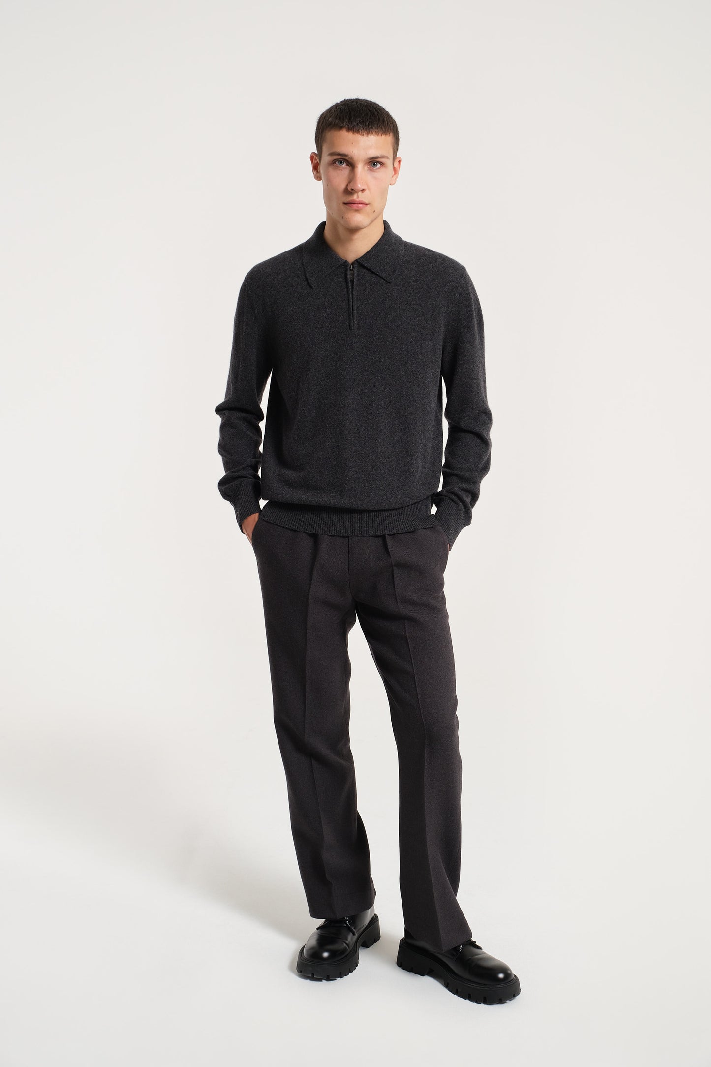 POLO ZIP IN CASHMERE ANTRACITE