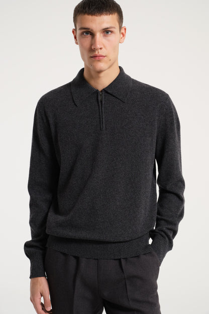 POLO ZIP IN CASHMERE ANTRACITE