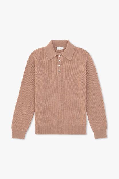 CAMEL CASHMERE POLO SHIRT