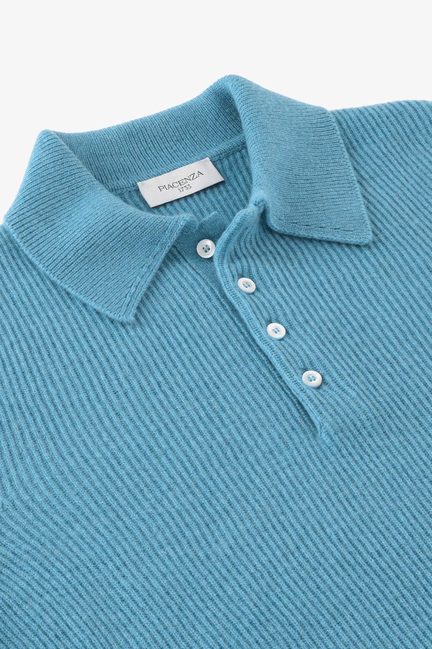 BLUE CASHMERE POLO SHIRT