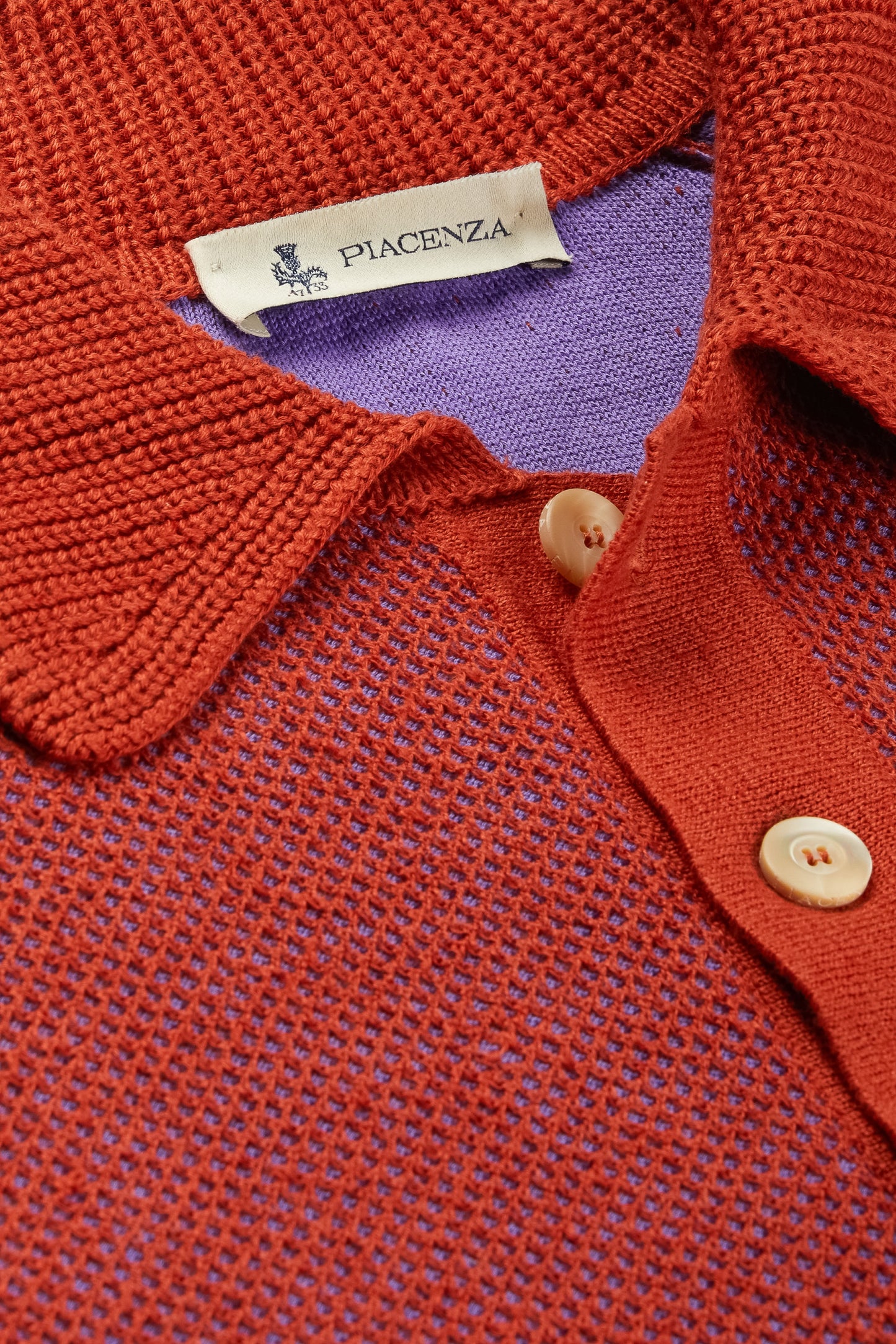 Polo maniche lunghe two tone honey comb viola