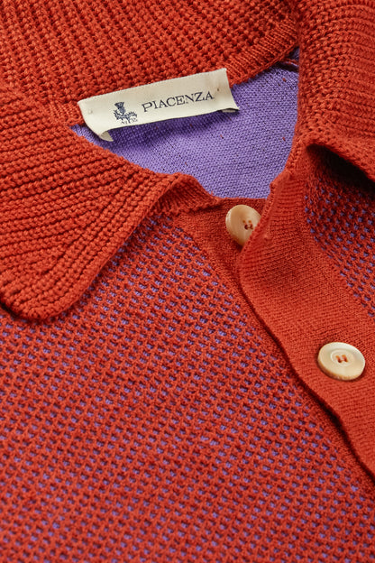 Polo maniche lunghe two tone honey comb viola