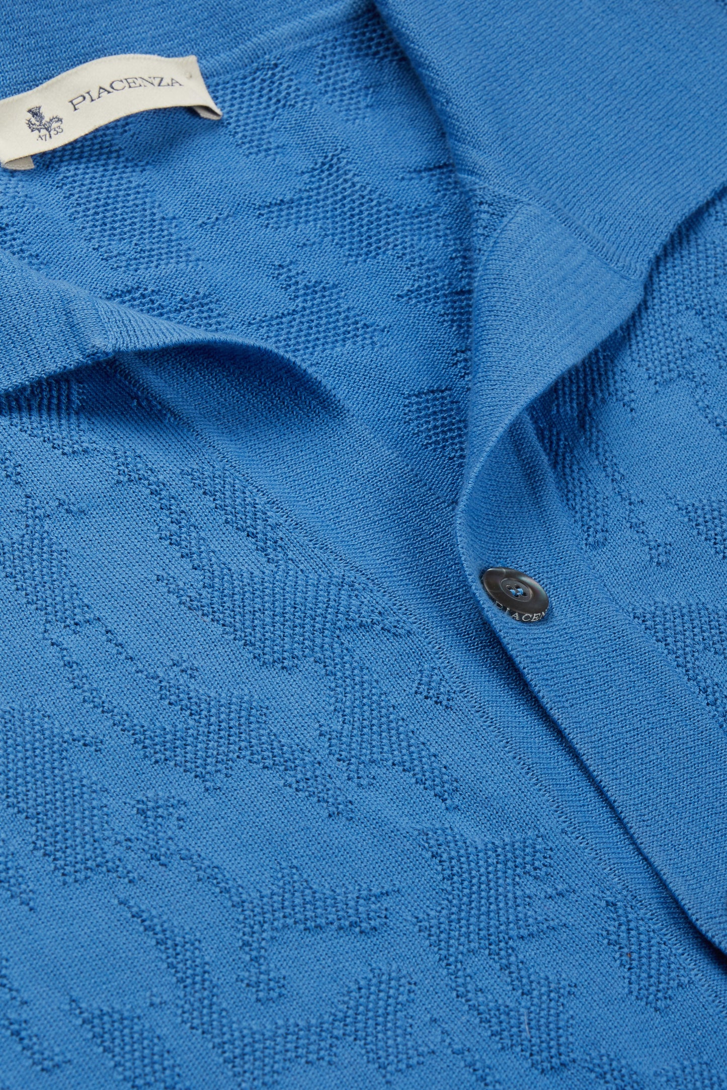 Camicia maniche corte jacquard mesh camo azzurro