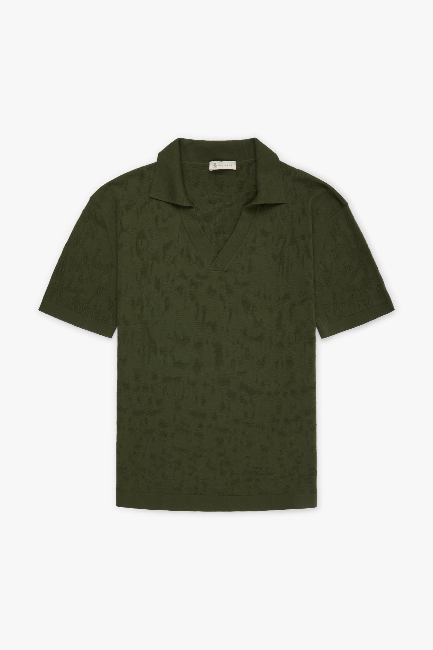 Polo jacquard mesh camo verde scuro