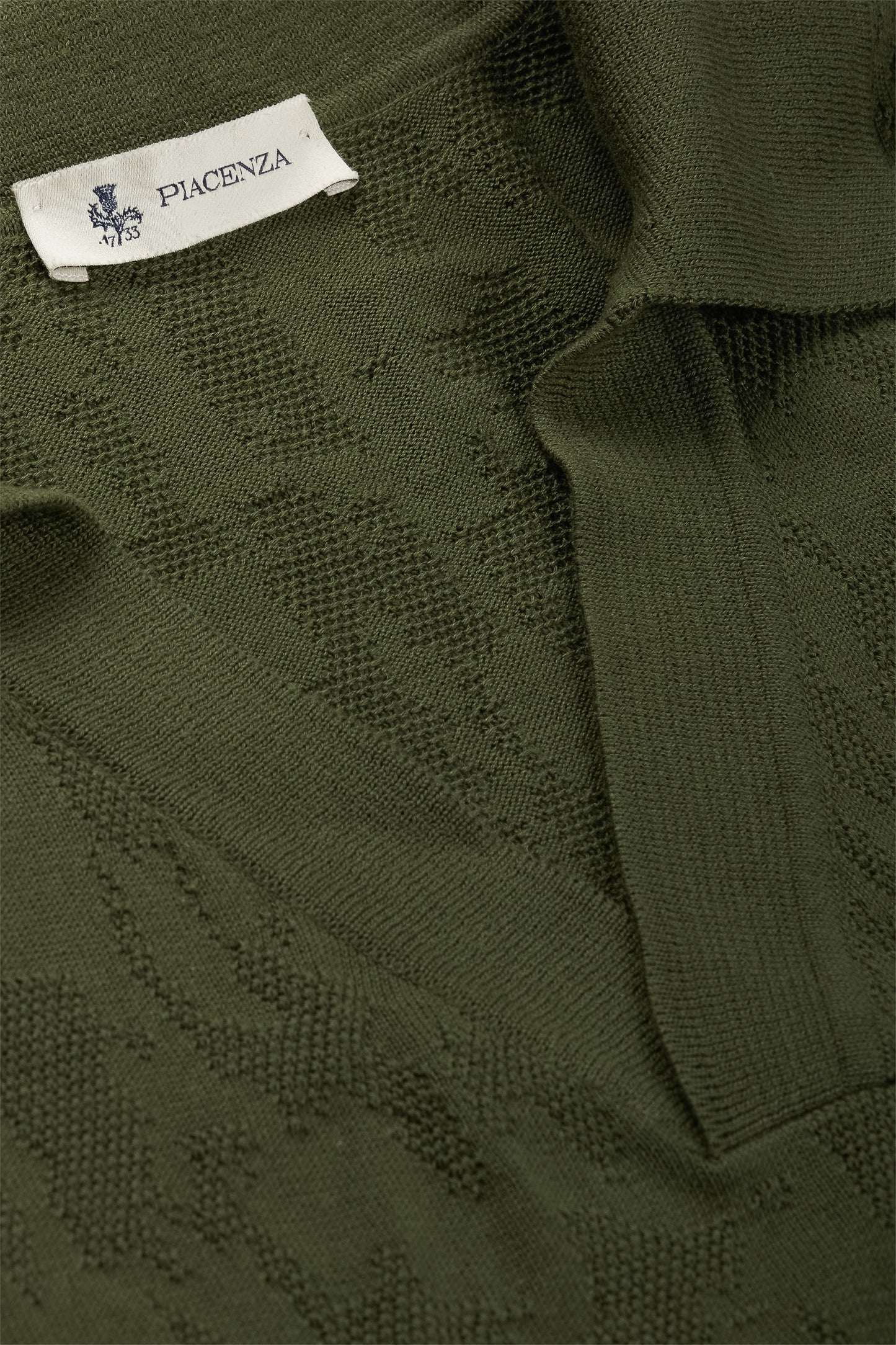 Dark green camo mesh jacquard polo shirt