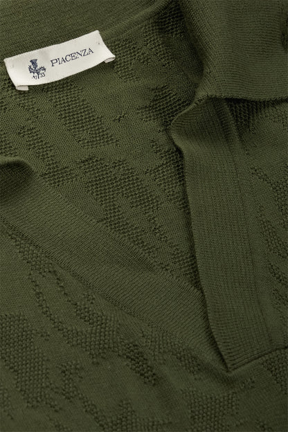 Polo jacquard mesh camo verde scuro