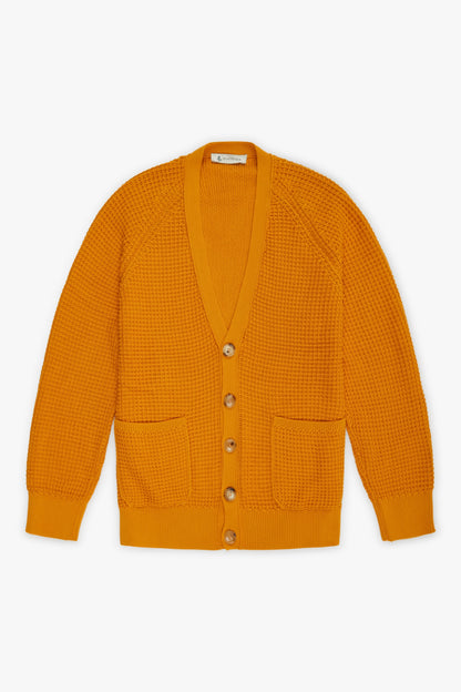 Cardigan punto waffle becco d'oca