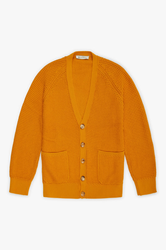 Cardigan punto waffle becco d'oca