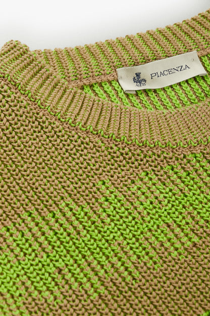 Maglione ikat striped cob naturale e verde fluo