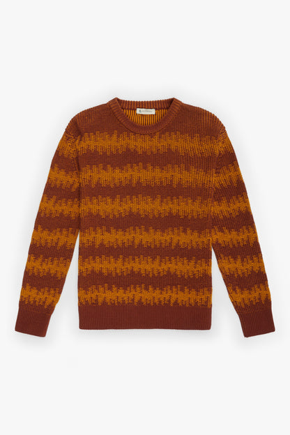 Burnt cob striped ikat sweater and goose bill