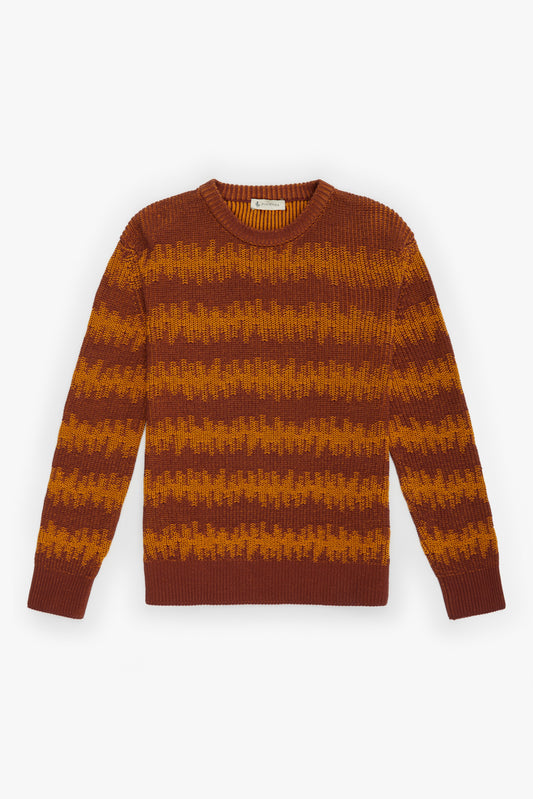 Burnt cob striped ikat sweater and goose bill