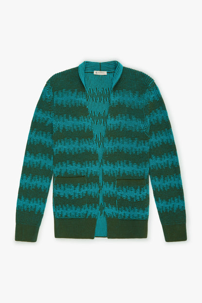 Cardigan senza bottoni verde chiaro e scuro