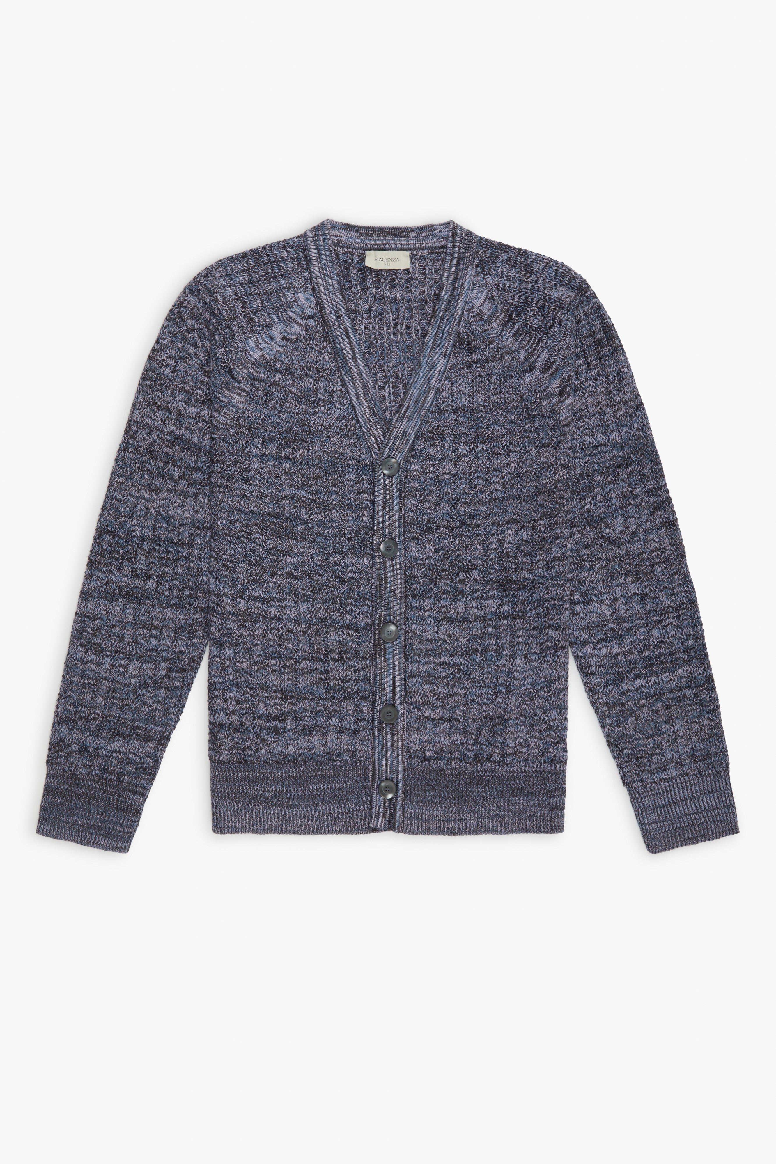 Piacenza 1733 Cardigan con bottoni moulinè lilla e blu