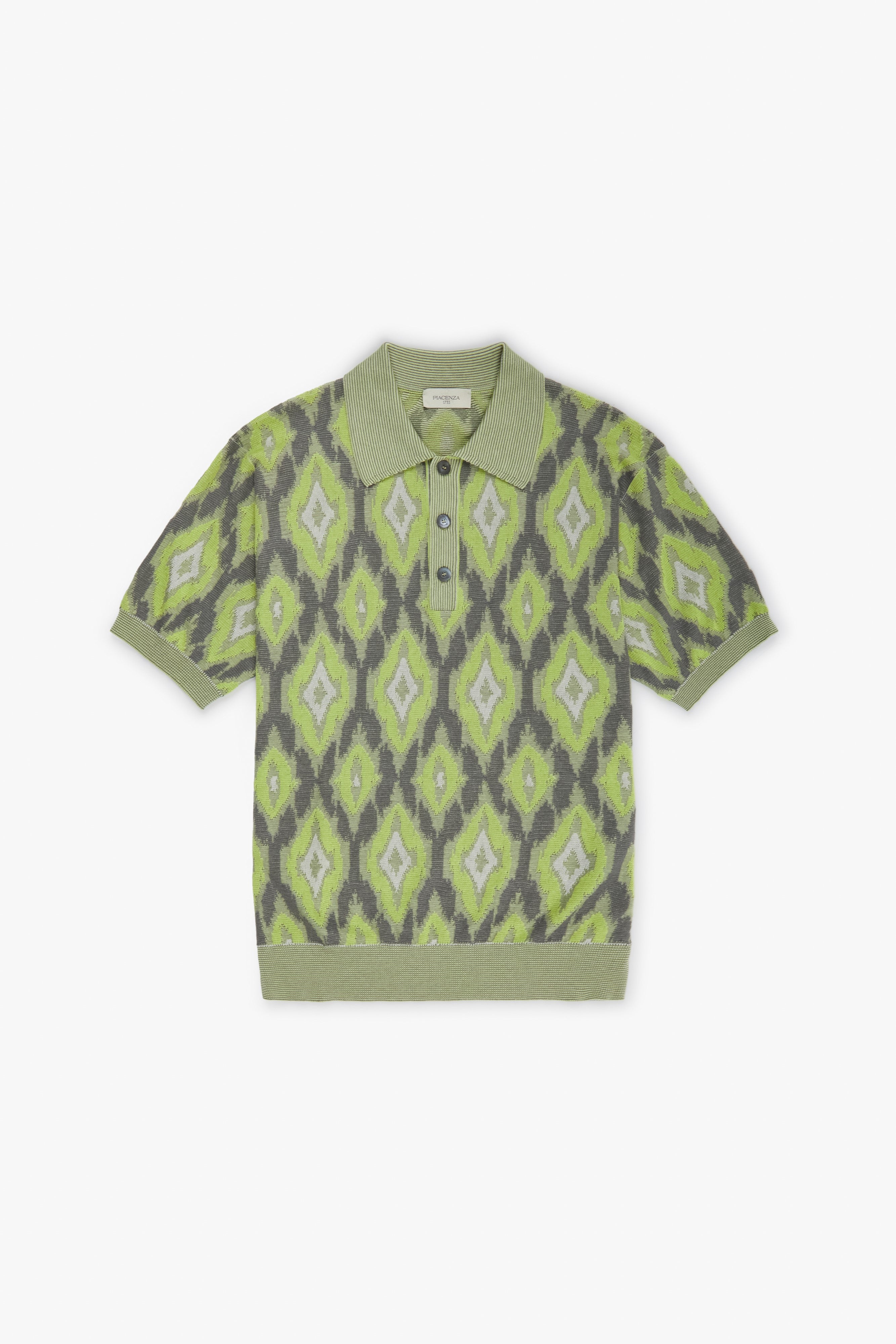 Piacenza 1733 Polo fil a fil ikat argyle jacquard verde