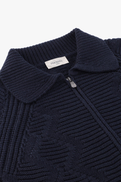 CARDIGAN ZIP BLU