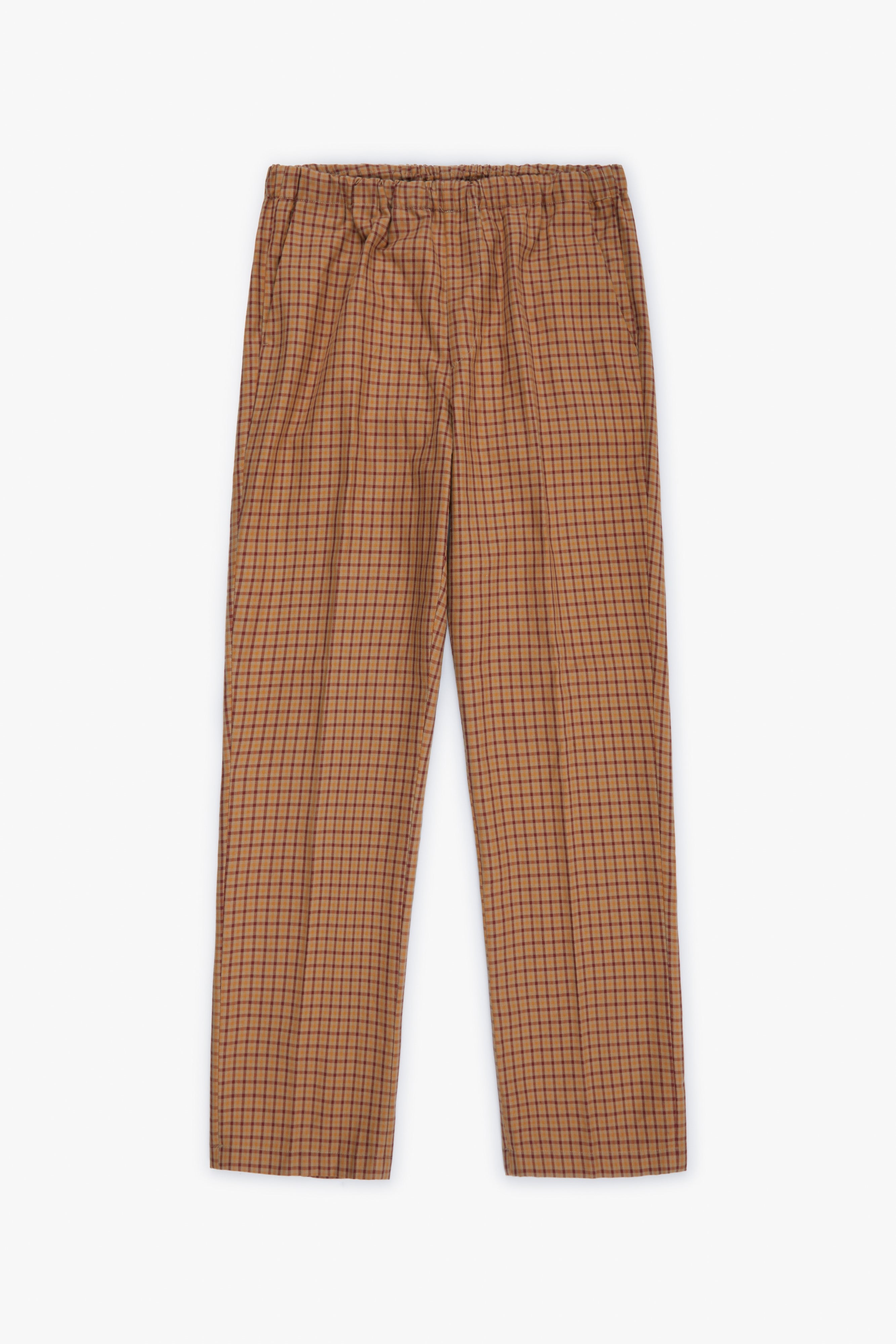 Piacenza 1733 Pantalone micro check cammello e bordeaux