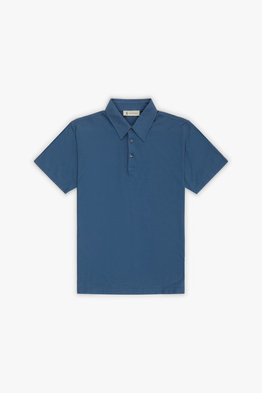 Fresh jersey blue denim polo shirt