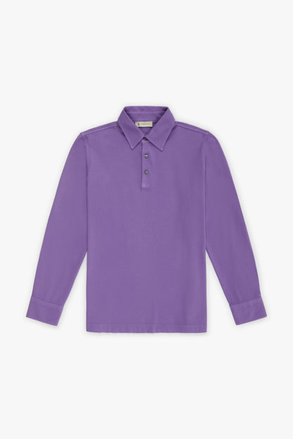 Lavender long-sleeved piquet polo shirt