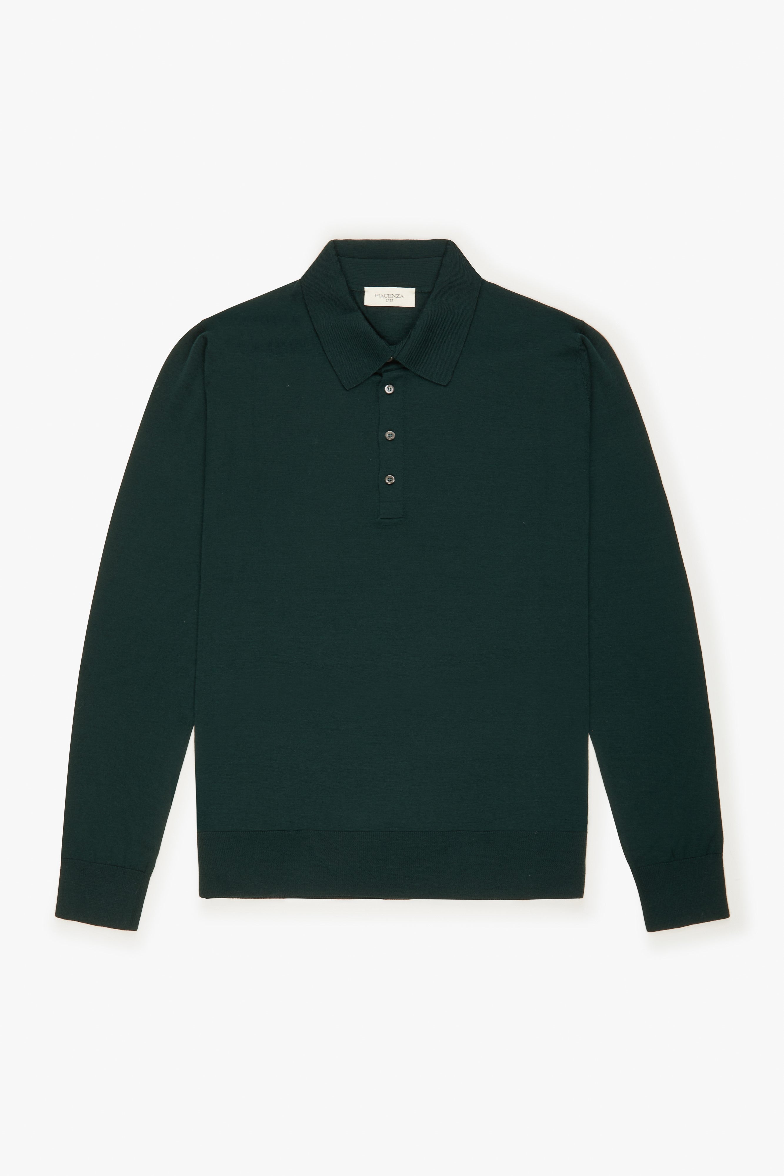 Piacenza 1733 Polo lana merino super fine verde scuro