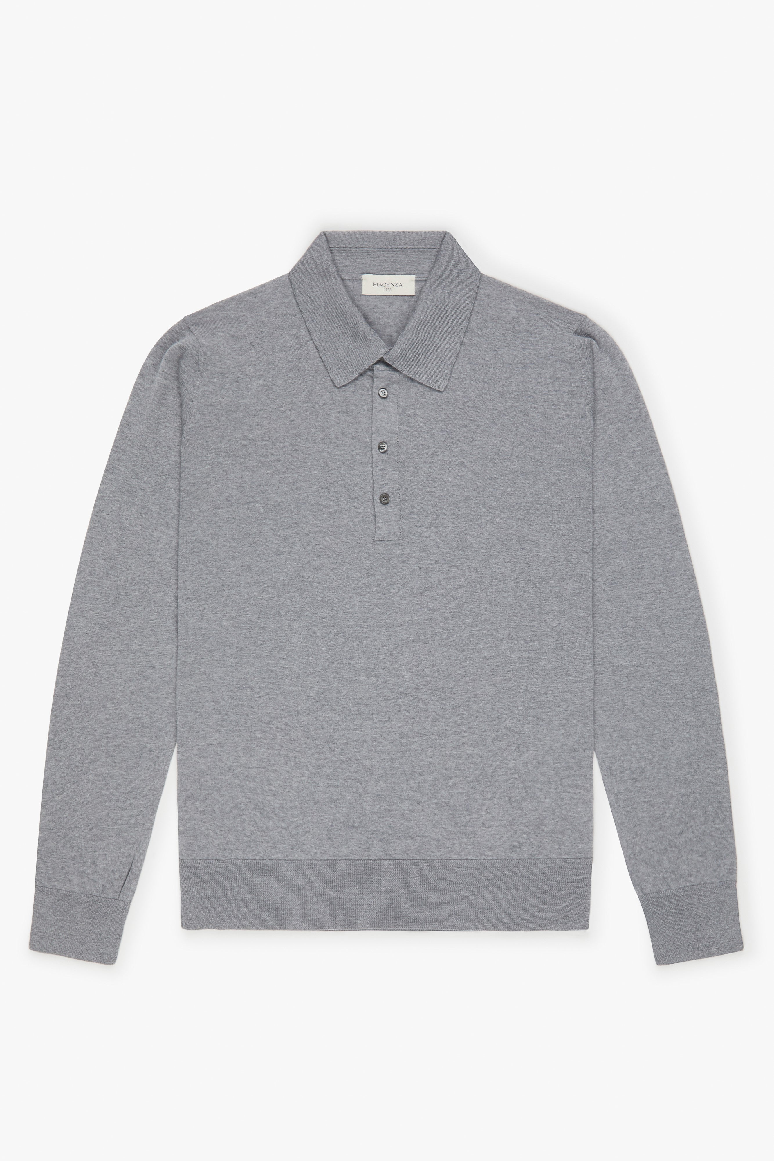 Piacenza 1733 Polo lana merino super fine grigio chiaro