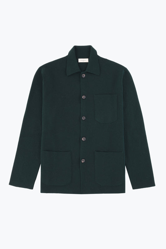 Wool shirt with patch pockets