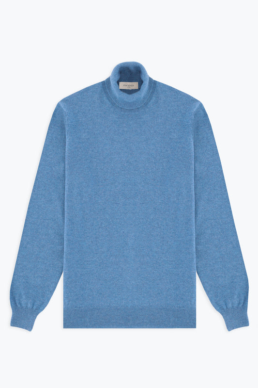 BLUE CASHMERE TURTLENECK