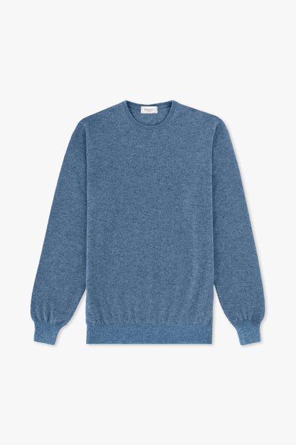 BLUE CASHMERE CREW NECK