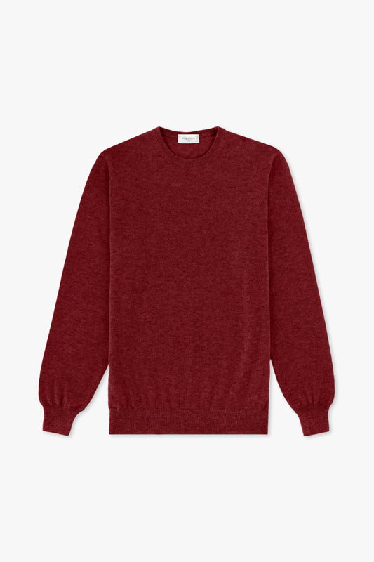 CREW NECK IN BURGUNDY CASHMERE