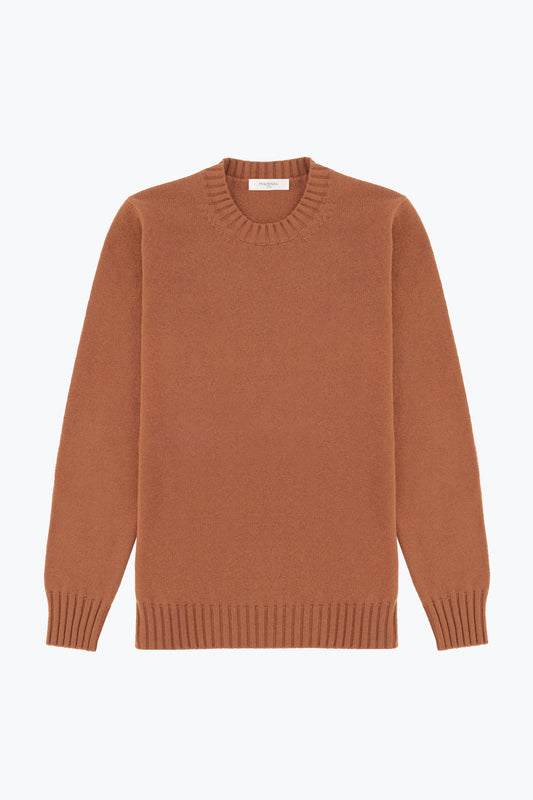 Pure brick cashmere crew neck