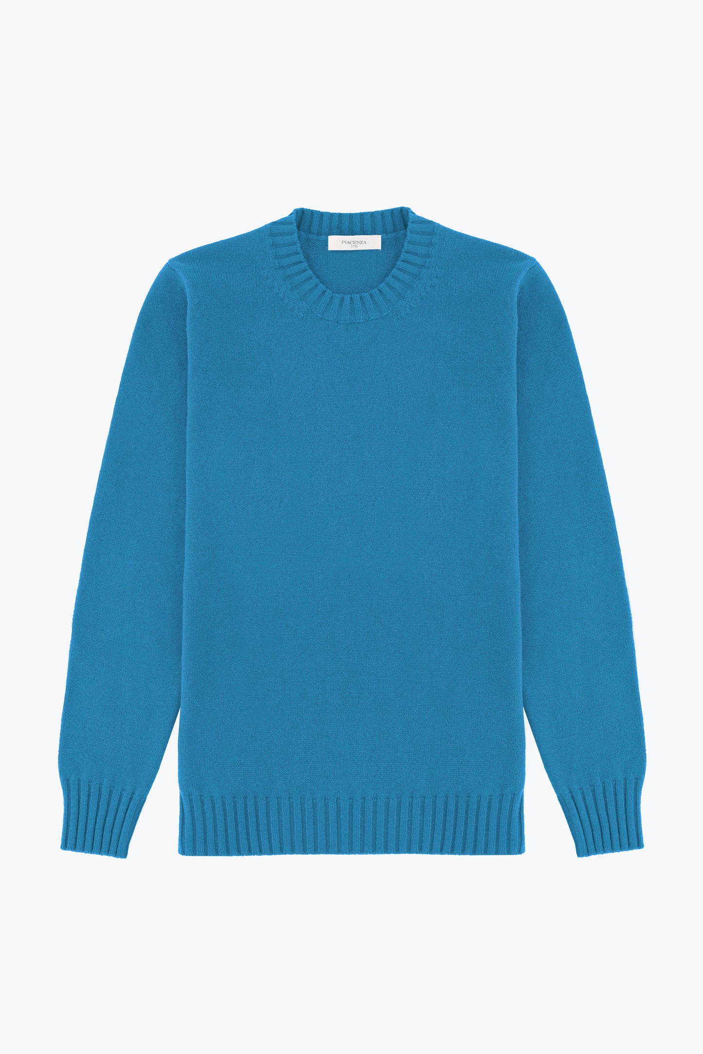 Girocollo in puro cashmere azzurro