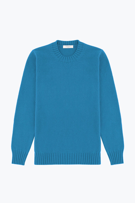 Crewneck in pure light blue cashmere