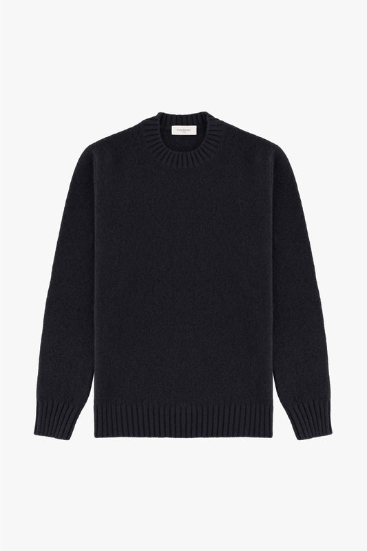 Black cashmere and silk crewneck