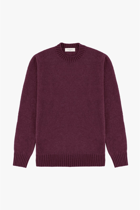 Burgundy crewneck in cashmere and silk